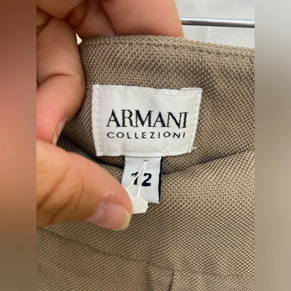 Armani Collezioni Pants - Women’s Vintage Armani Collezioni Italy Taupe Pants Size 12 Wide Leg GUC